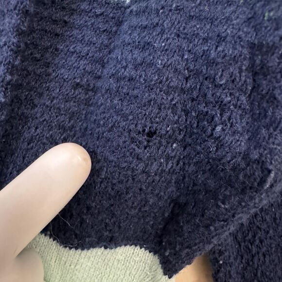 Merona Striped Cardigan Sweater Womens L Navy Green Long Sleeve Button Up - Picture 5 of 7